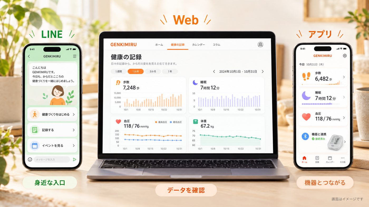 LINE・Web・アプリの各画面